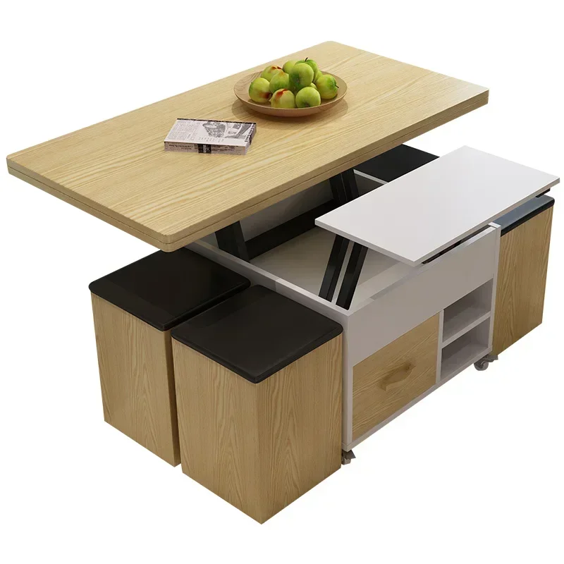 

Modern small-sized multifunctional telescopic folding lifting coffee table dining table dual-purpose simple creative living room