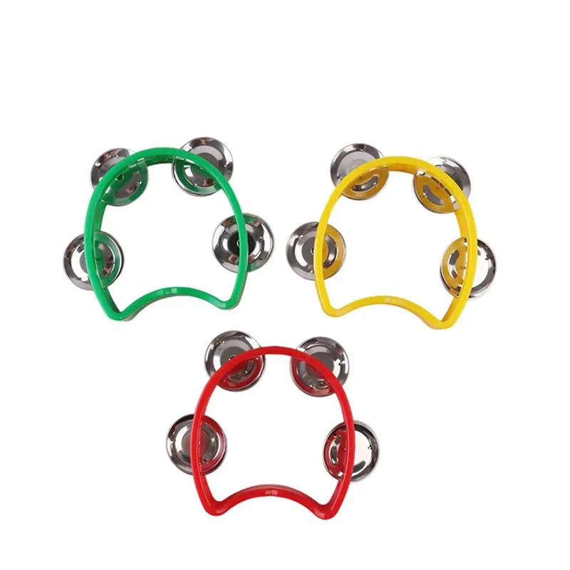 -[cilae-17R] Noise Makers 10PCS Tamborines Musical Instrument Percussion Tambourine 4 Bells Handheld Percussion Drum