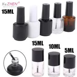 Botella vacía de vidrio transparente para esmalte de uñas, contenedores de cosméticos con tapa y cepillo, 5/10/15ml