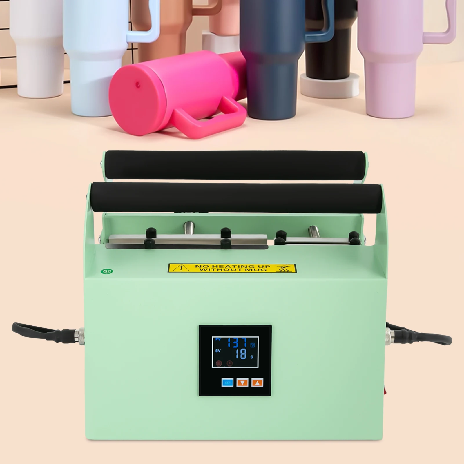 آلة ضغط كوب السيارة بالضغط الحراري، آلة الضغط الحراري بهلوان، آلة الضغط الحراري 0-204 ° ج 110 فولت 500 وات