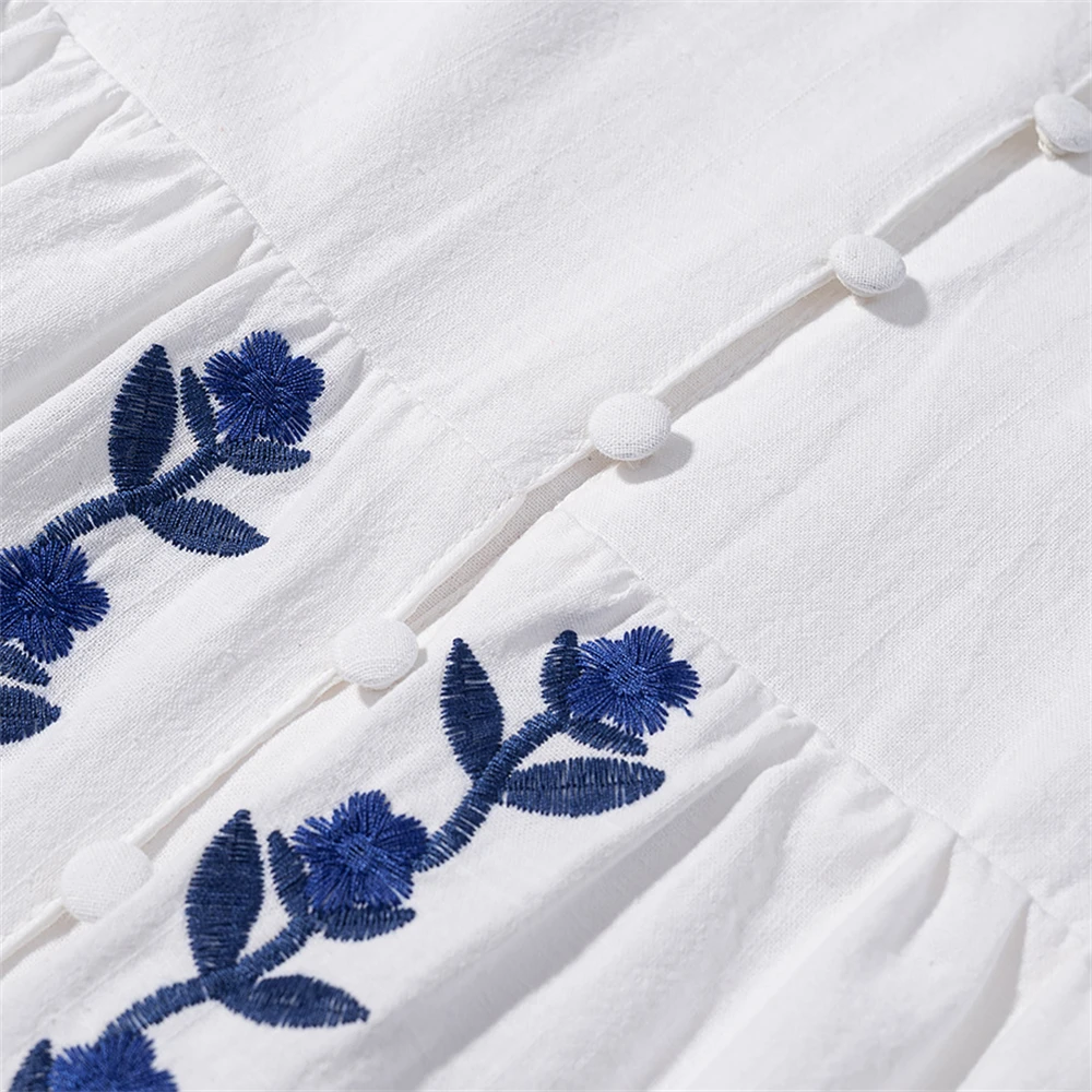 Women's pure suspender dress V-neck design suspender slender simple skirt body floral embroidery shows elegant female embroidery