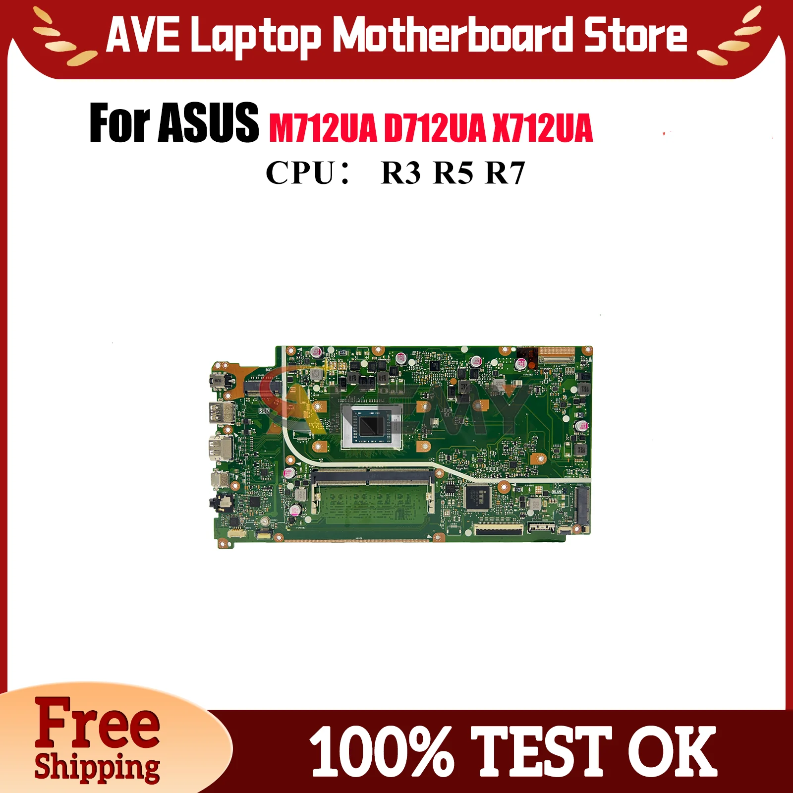 

X712UA Материнская плата для ноутбука ASUS VivoBook X712UA D712UA X712U M712UA Материнская плата для ноутбука с процессором R3 R5 R7 100% tests OK stk