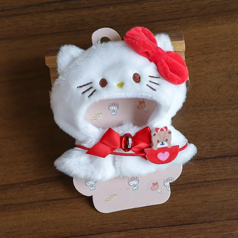 Creative Sanrio Cute Melody Kuromi Cinnamoroll 12cm Doll Clothes Cape Headgear Kawaii Pendant Cartoon Ornament Accessories Gift