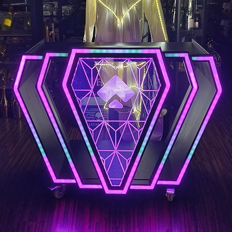 Bar colorful DJ table KTV party room luminous disc table removable acrylic wrought iron audio table led new