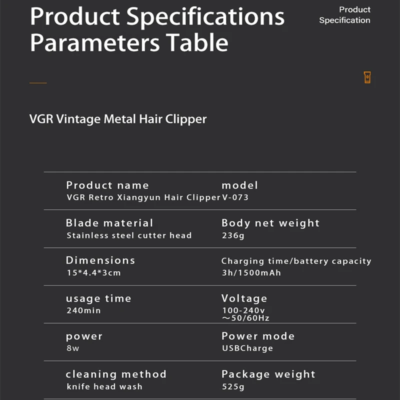 VGR V-073 nuovo stile tagliacapelli elettrico professionale T9 rasoio ad alta potenza LCD ricaricabile in metallo barba Trimmer rasatura VGR 073