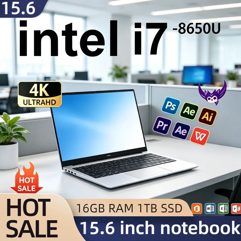 i7 8650U Intel 15.6 Inch Gaming Laptop 32GB RAM 2TB SSD 1TB SSD 1920x1080 Notebook Office PC High Performance Pro Max