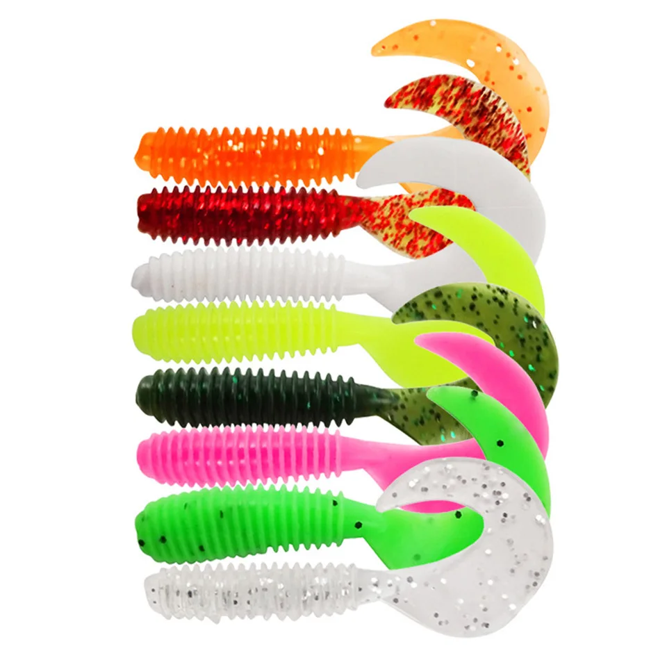 20pcs Jigging Soft Silicone Fishing Lures 5cm 6cm 7cm Shrimp Wobblers Grub Artificial Swimbaits Shad Worm Baits