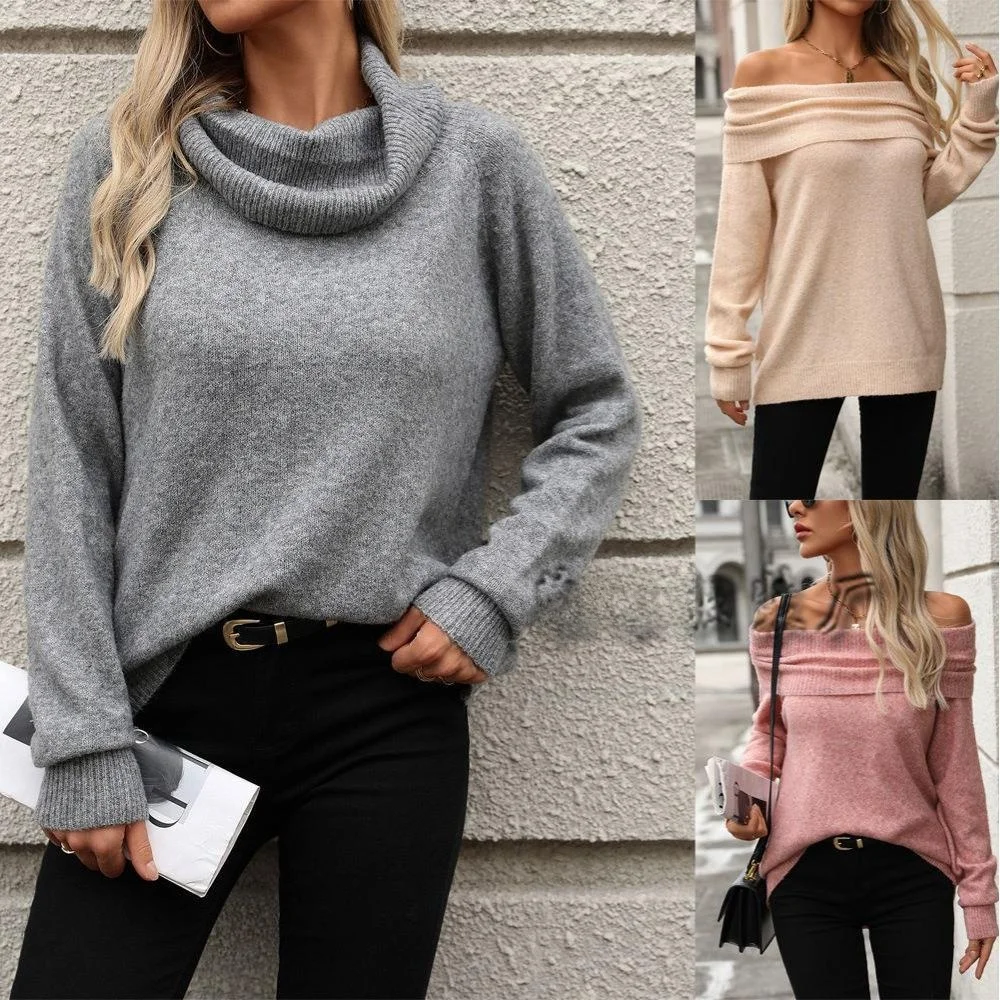 

Сексуальный свободный длинный вязаный свитер светя, женский пуловер Crew Ne Color с полочками, осень-зима, Новое поступление