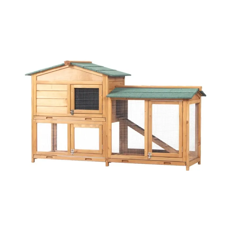 Wooden Rabbit Hutch - Chicken Coop Bunny Poultry House for Small Animals  Outdoor Pet Cage with Ventilation Door