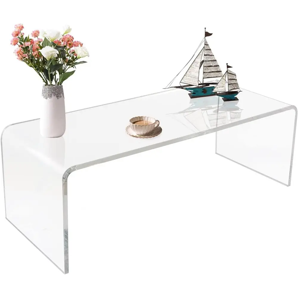 

Clear Acrylic Coffee Table, 50.4 x 17.5 x 20, 0.8 Thick for Living Room or Modern Home Decor