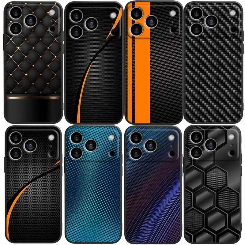 

Carbon Fiber Car Art For Apple iPhone 17 16 16E 15 14 13 12 11 Pro Max Plus Black Soft Silicone