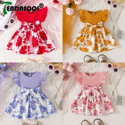 Vestido de bebê recém-nascido para meninas, estampas florais e de borboleta, vestidos de princesa, roupas formais, roupas infantis, verão, 3M-3Y