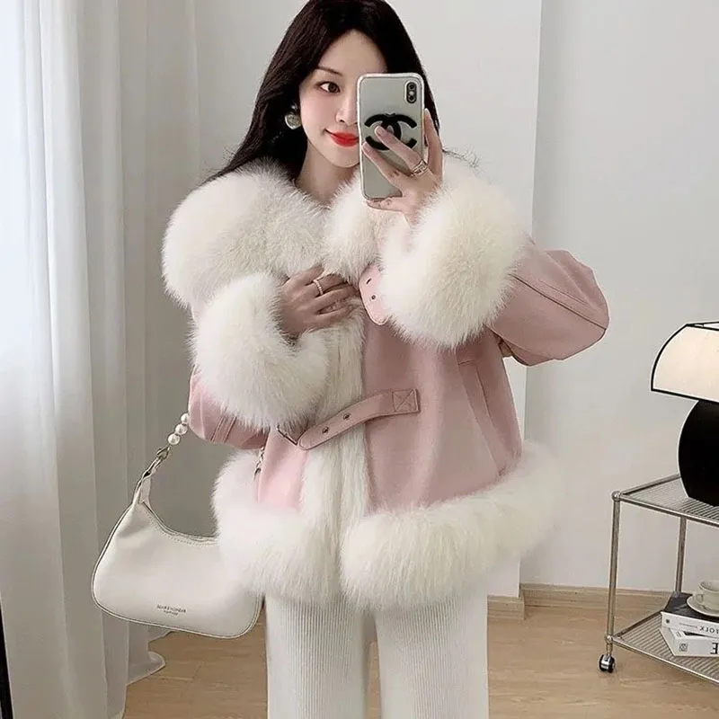 

2023 New Fashion PU Fur Coat Winter Cold Prevention Jacket Womens Warm Jacket High-quality Down Cotton Outerwear