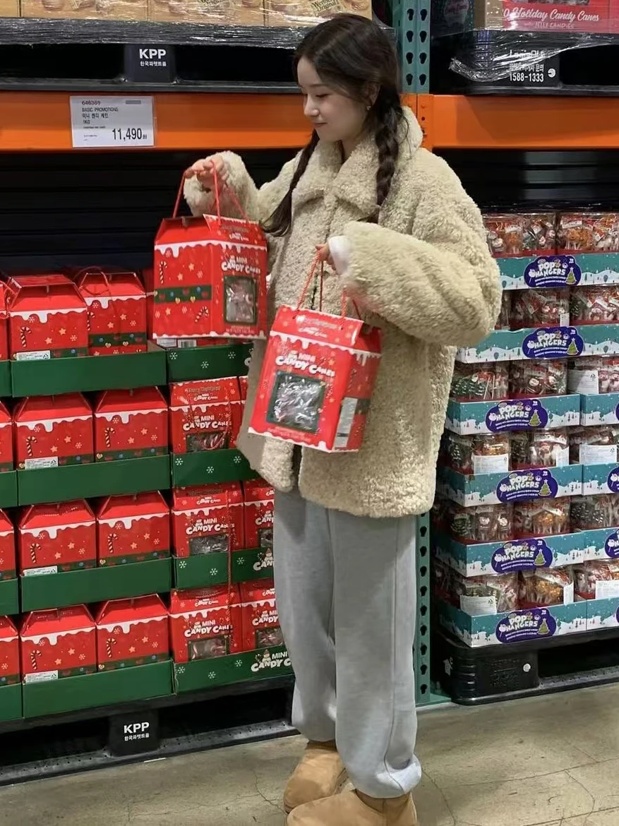 معطف كوري منفوش للنساء ملابس خارجية شتوية ناعمة حلوة ذات طابع رئيسي وياقة مقلوبة Plu Jaet Fem 2025 #2