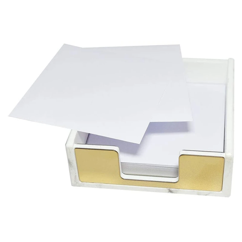 Plakbriefjes Pad Houder Memo Dispensers Roségoud Met Marmeren Witte Textuur Bureaubenodigdheden Organizer Accessoires