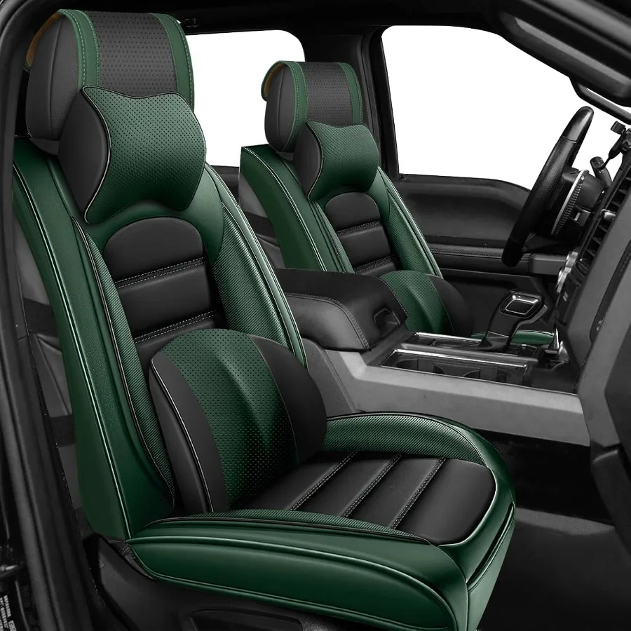 مجموعة كاملة من أغطية المقاعد الجلدية الفاخرة المكونة من 5 قطع لسيارة Ford F350 F350 2019 مع خصائص مقاومة للماء والبقع تتضمن S