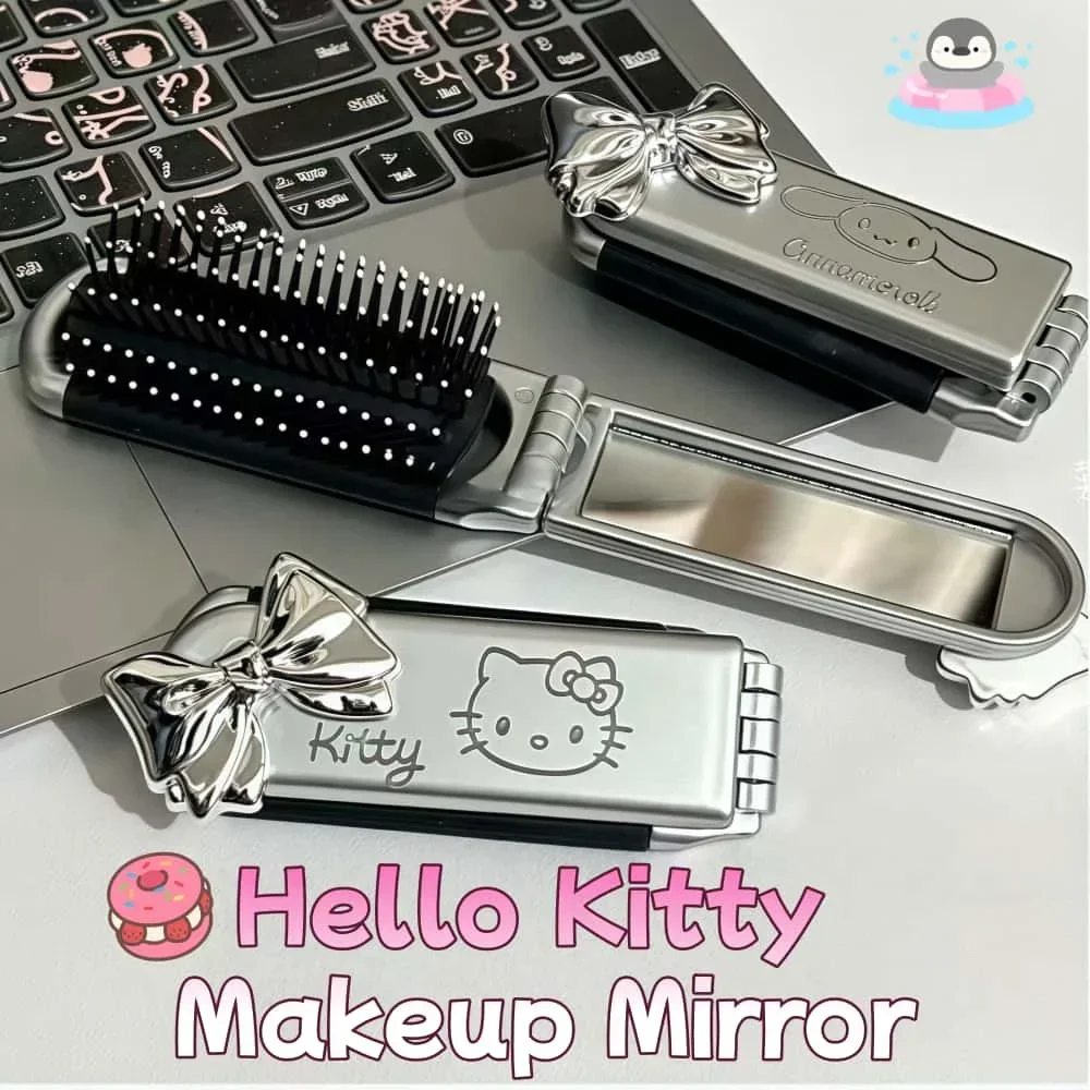 Olá kitty adorável portátil dobrável almofada de ar pente espelho de maquiagem para mulheres presente perfeito presente ideal senhoras melhor presente menina