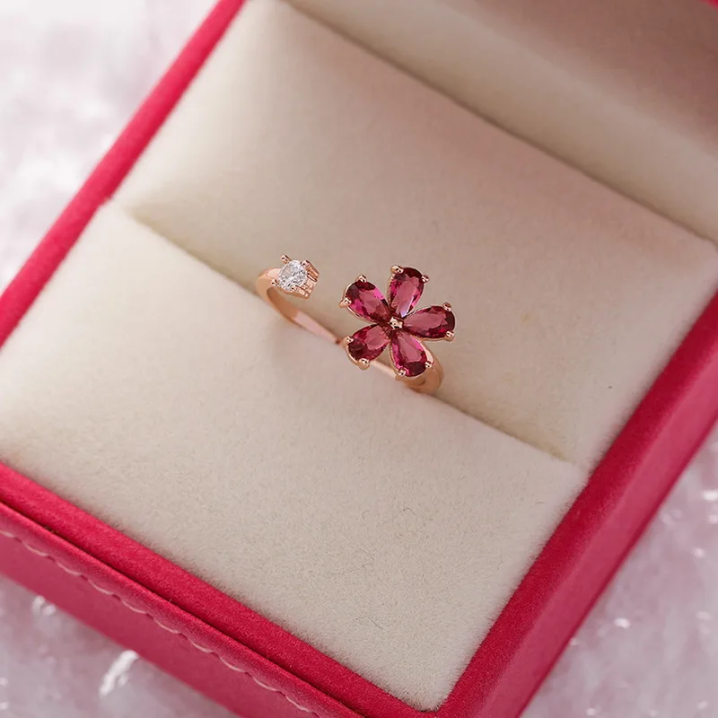 Zarte Kristall-Zirkon-Ringe für Frauen, süße Blume, Blatt, Schmetterling, verstellbare offene Ringe, Hochzeit, Verlobung, Schmuck, Geschenk – Detail 17
