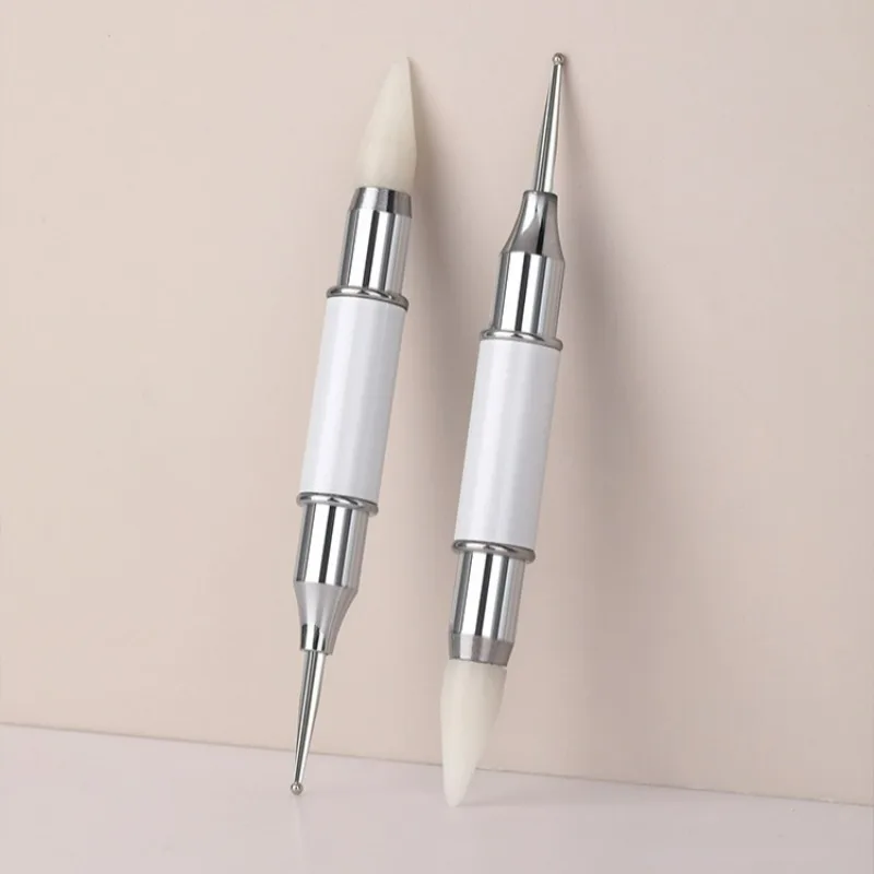 2pcs Dual-head Wax Pen Nail Beads Rhinestone Picker Wax Pencil Round Dotting Painting Tool Manicure Applicator Stick Dotting Pen