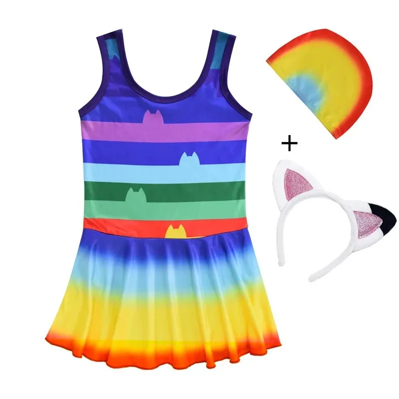 Summer Kids Swimsuit Gabby Cat Vest Swimwear G-Gabby's D-Dollhouse Girls One Piece Swimsuit for Baby Girls Bathing Suits 2-8Year