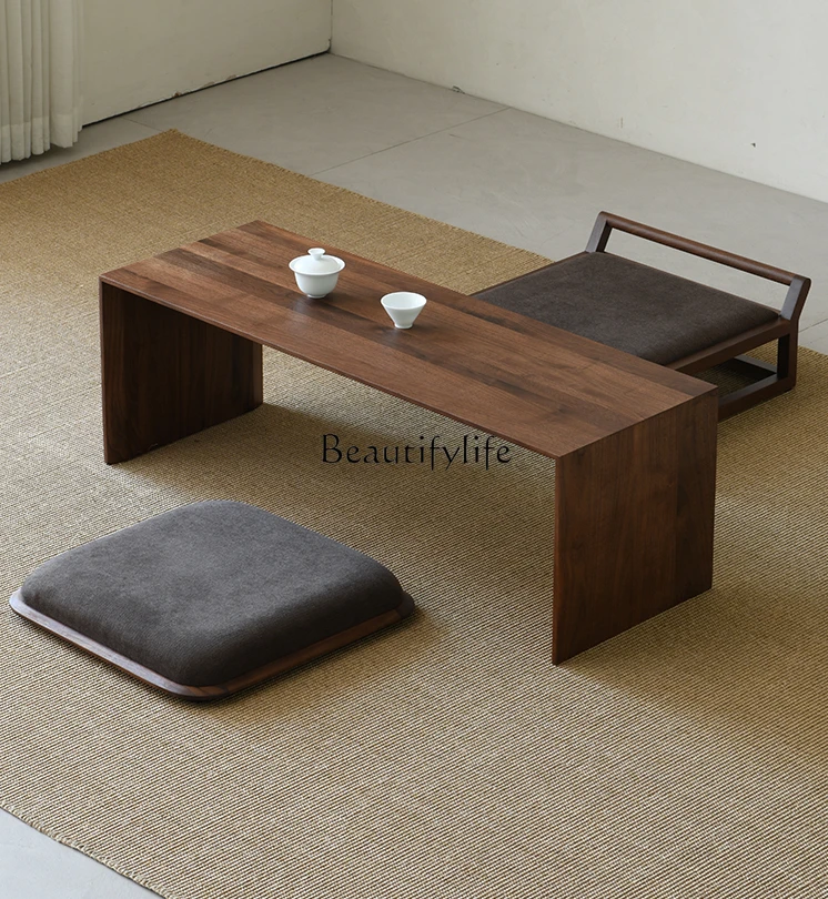 

Black Walnut Solid Wood Low Table Tatami Low Table Modern Zen Bay Window Deck Tea Table