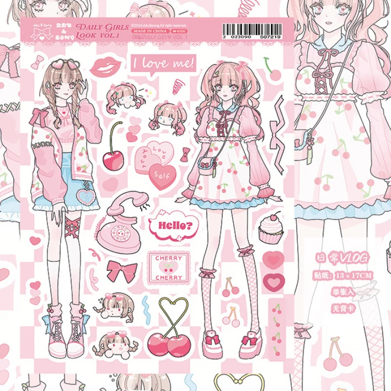 Korean Cute Sweet Cool Girl Character Stickers Hand Account Phone Case Planner Diary Notebook Scrapbook DIY Decorative Stickers