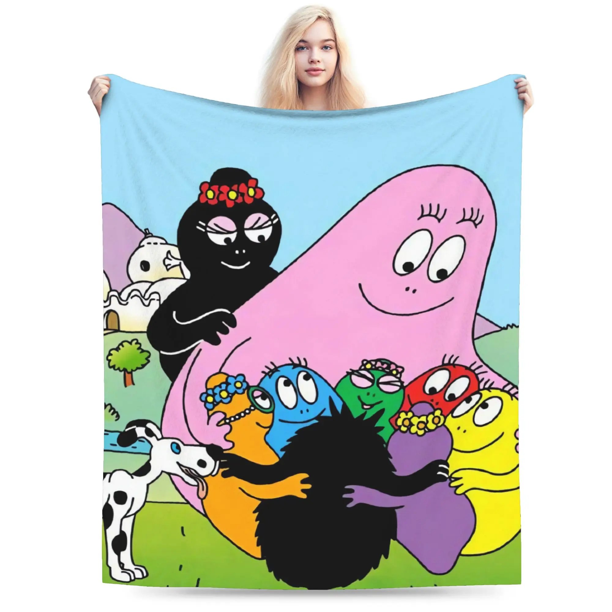 Barbapapa Barbamama Flannel Blanket  Soft Warm Throw Blanket for Outdoor Decorative Print Bedspread Sofa Bed Cover