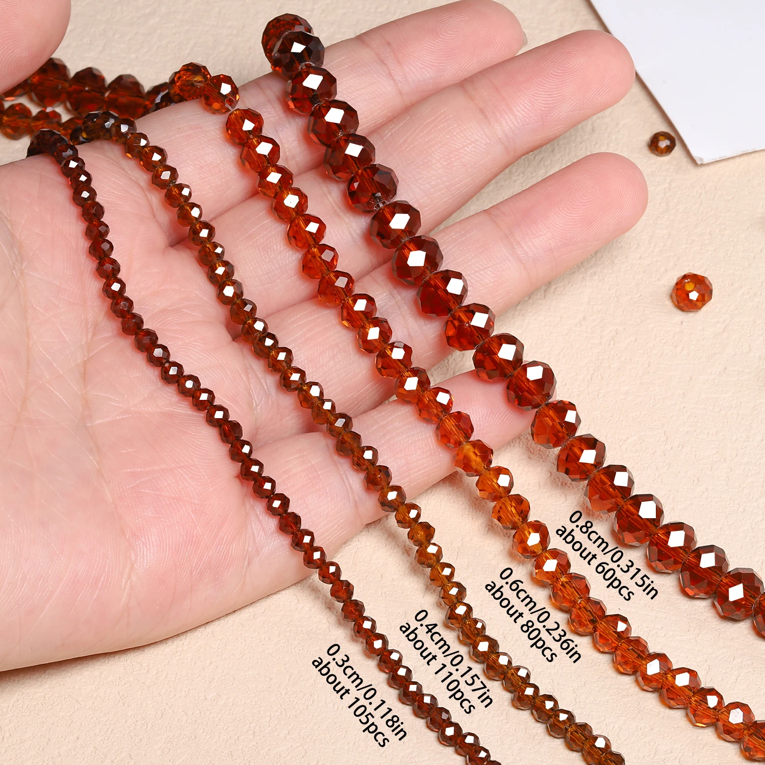 3/4/6/8mm Faceted Brown Austrian Crystal Beads Gorgeous Loose Spacer Beads for Jewelry Making DIY Elegant Bracelets Necklace
