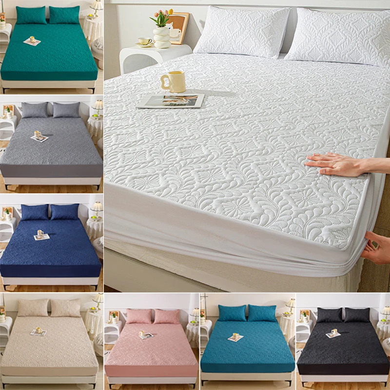 Waterproof Thick Mattress Cover, Padded Latex Mat, Bed Covers Pad, Skin-friendly Fitted Sheet Protector, Size 150 cm, 200cm