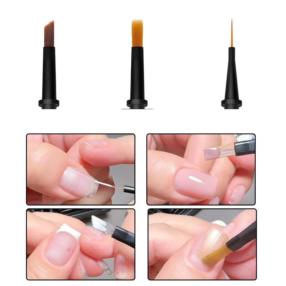 1 set manicure vervangende pennenset Eenvoudige druk om 12 opzetborstels te vervangen Nylon haartekenpen Fototherapie nagelborstelgereedschap