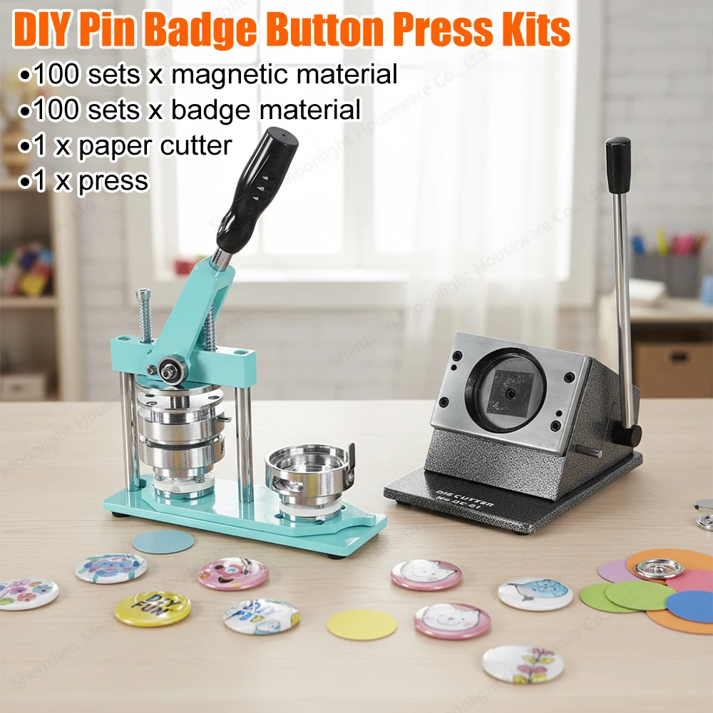 

Комплект для изготовления круглых фото магнитов своими руками 2.28x2.28 дюйма, металлический, с резаком для бумаги, 100 шт. расходных материалов, набор для создания значков для бизнеса