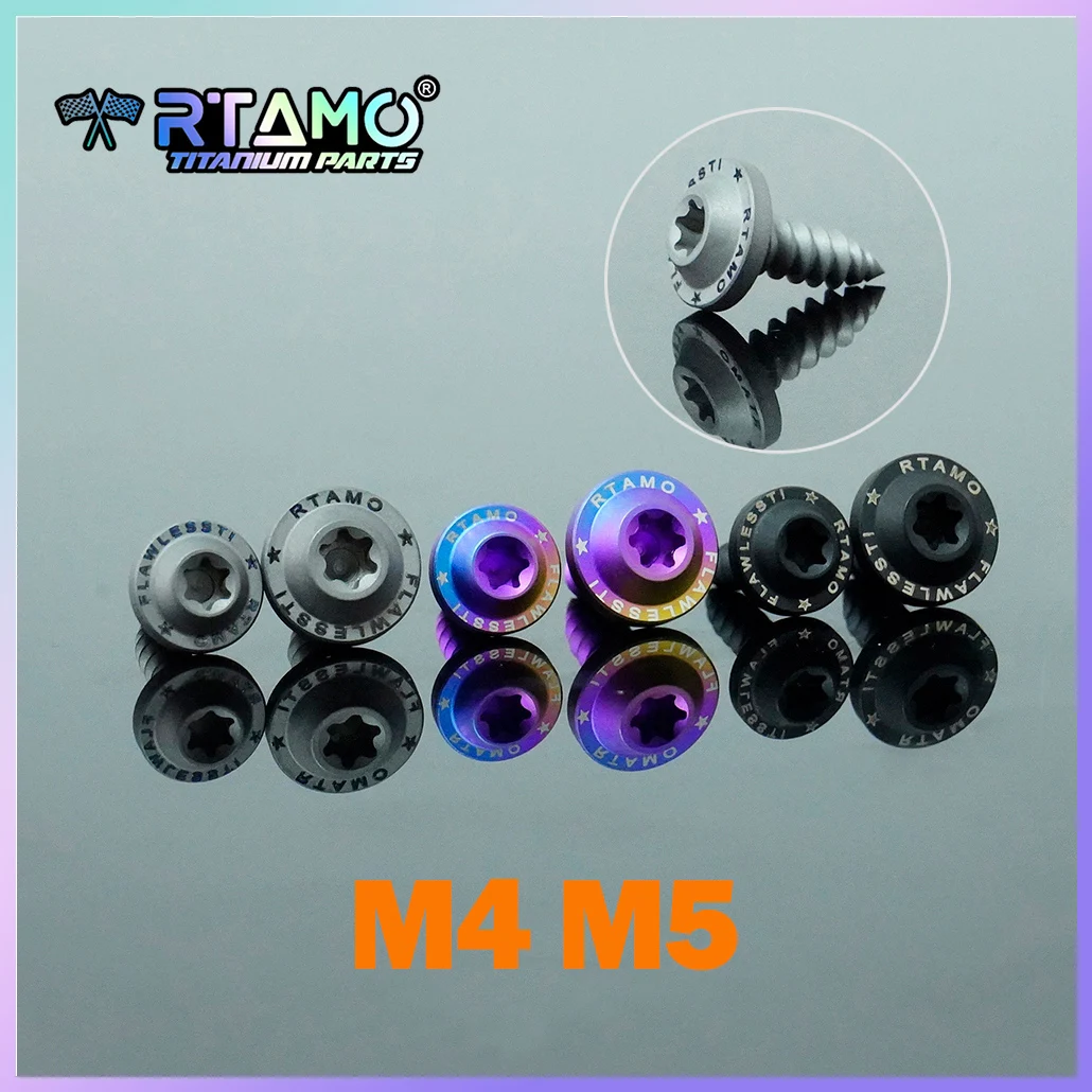 RTAMO Titanium Slef-tapping Bolt M4X15 M5X15mm Sandblasting Surface Frosted Screw for Bike Motorcycle Modification