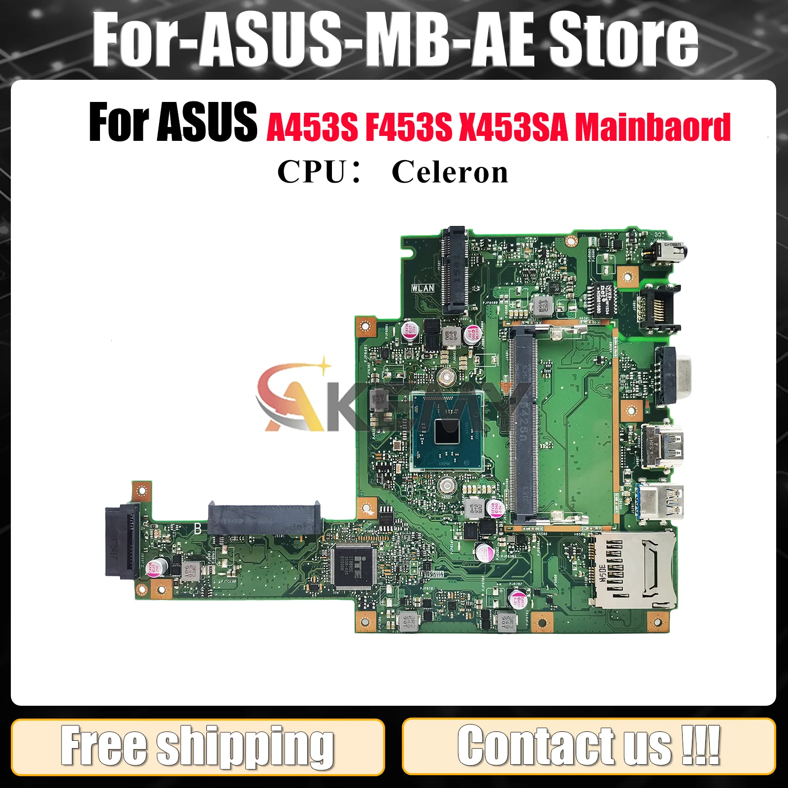 

X453SA Laptop Motherboard For ASUS VivoBook F453S X453S A453S X453SA Notebook Mainboard With Celeron CPU 100% tests OK fast ship