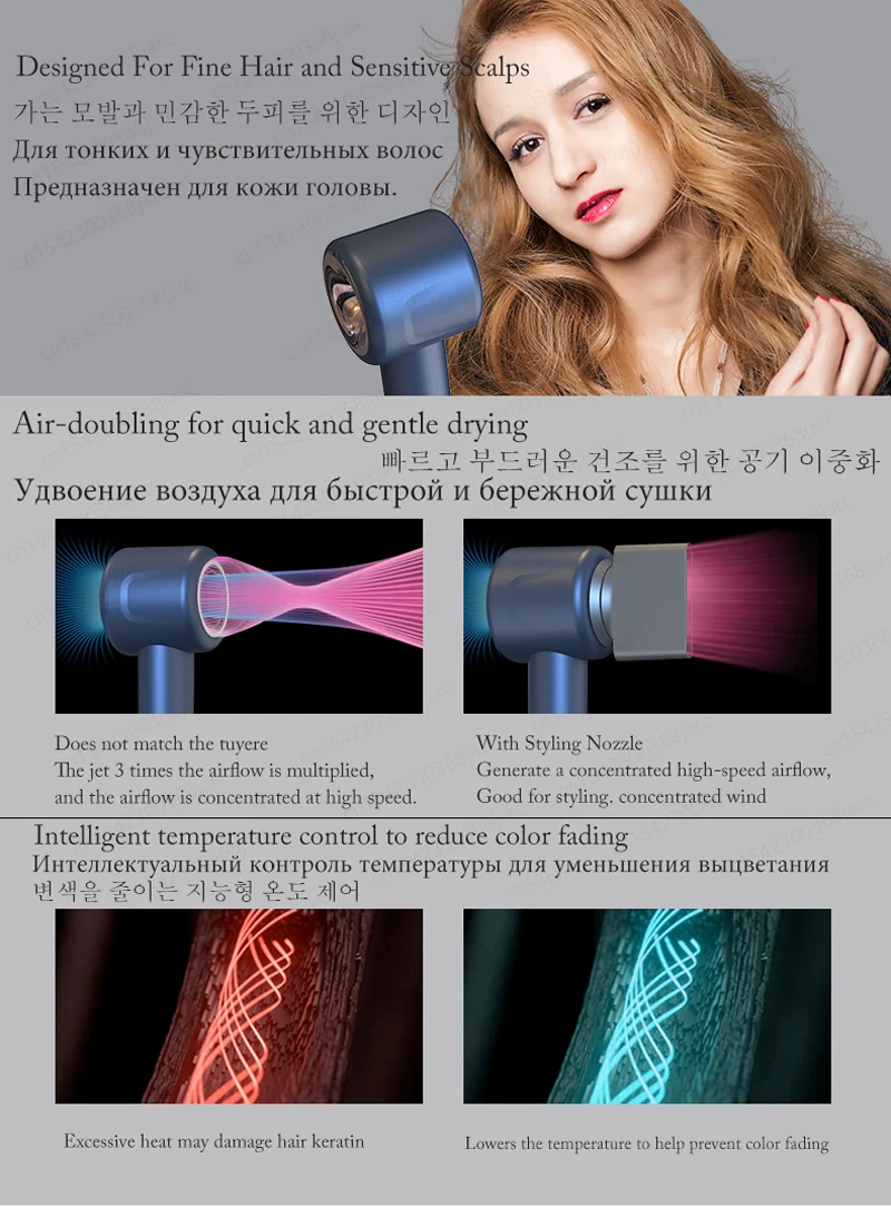 Profession elle Super Hair Dryer Haartrockner persönliche Haarpflege Styling negative Ionen Salon Werkzeug konstante Anion elektrische blattlose Haartrockner – Detail 11