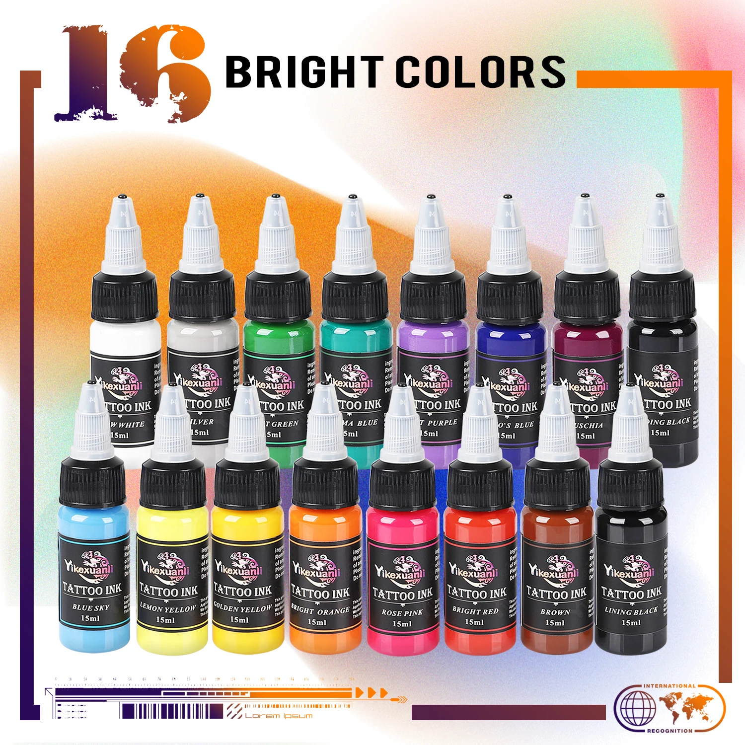16 Colors (15ml) Tattoo Ink Pigment With Box Body Art Tattoo Kits Beauty Paints Makeup Tattoo Supplies Semi-permanent Gift
