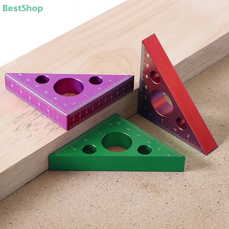 💕Scales Isosceles Right Triangular Precision Carpentry Squares,Aluminum Alloy Triangle Ruler,Carpentry Measuring Tools
