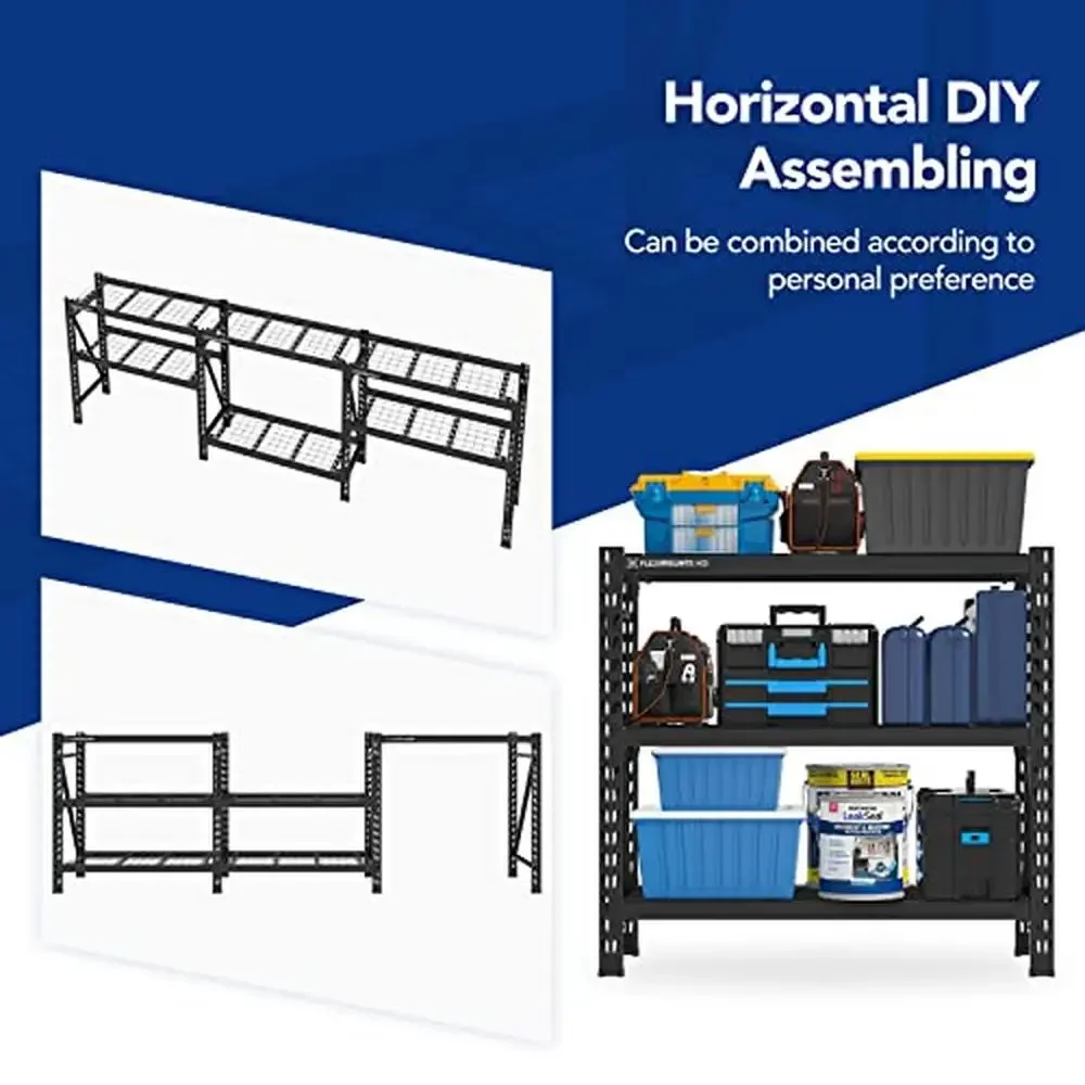 Adjustable 3-Tier Heavy Duty Garage Storage Racks 4650lbs Capacity Metal Shelves 4FT Tall Industrial Shelving Unit 2-Pack