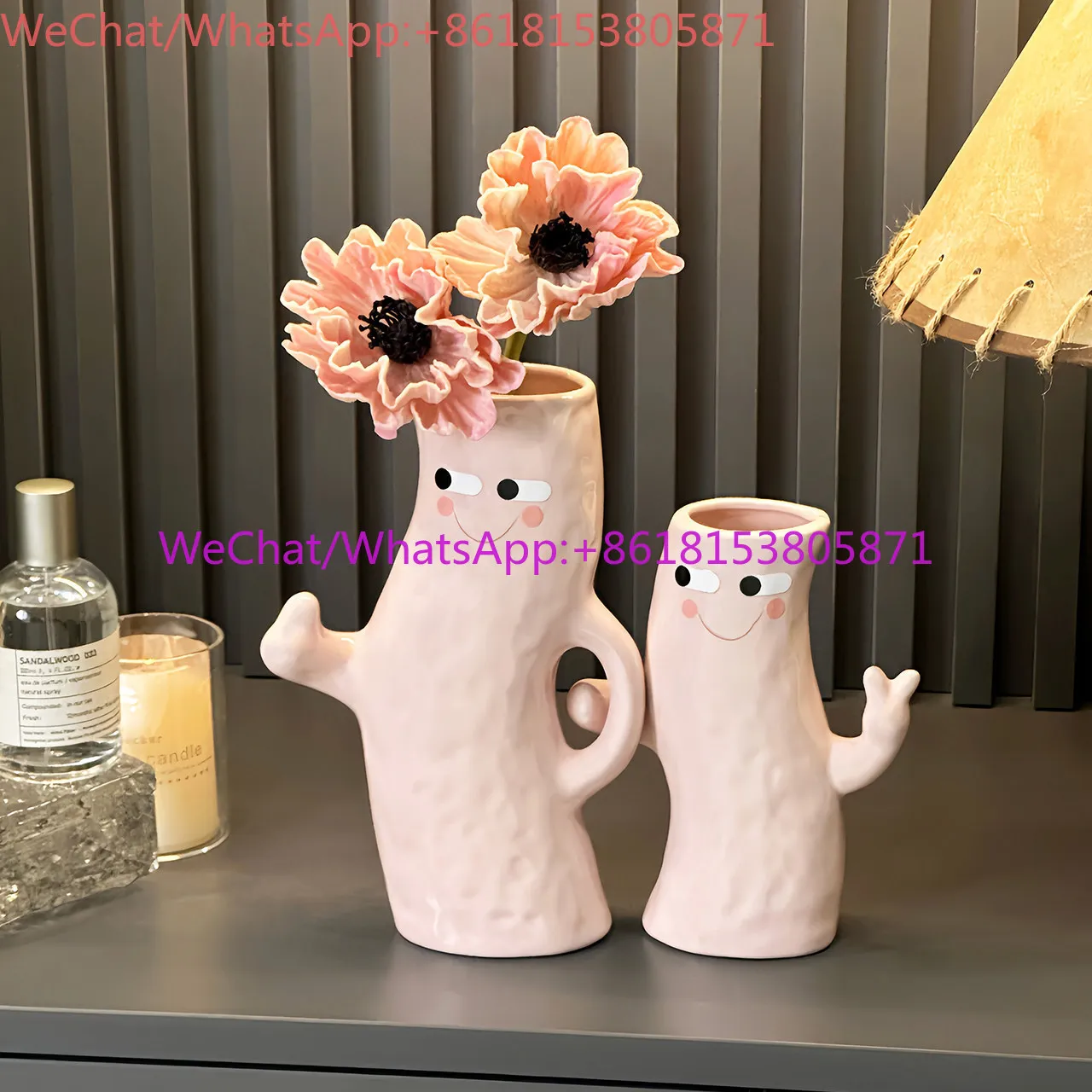 Ceramic flower arrangement living room TV cabinet entrance home high value decoration