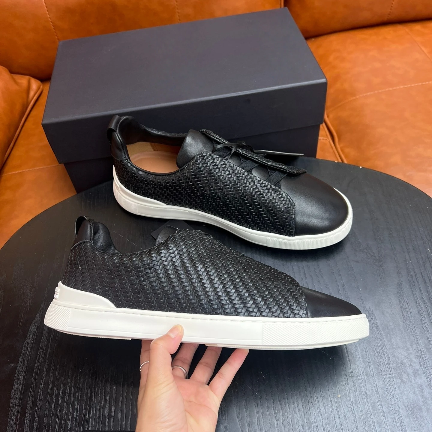 

Handmade Casual Sneakers Holiday Gifts Luxury Brand Men's Shoes Business Versatile Genuine Leather Slip-on Hiking Cycling Shoes