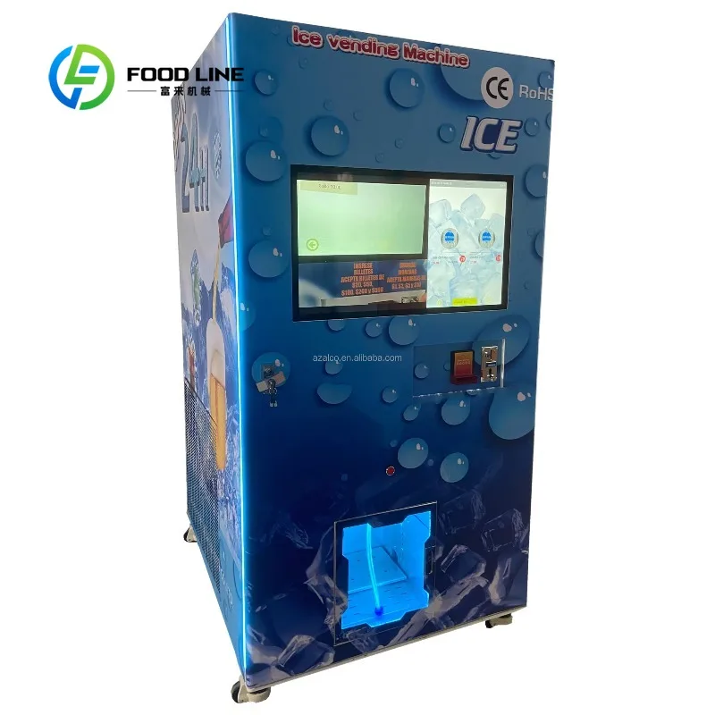 Customized size Ice cube vending machines Bank card readers sell ice cubes in packages of 2.5, 10, and 5 kilograms
