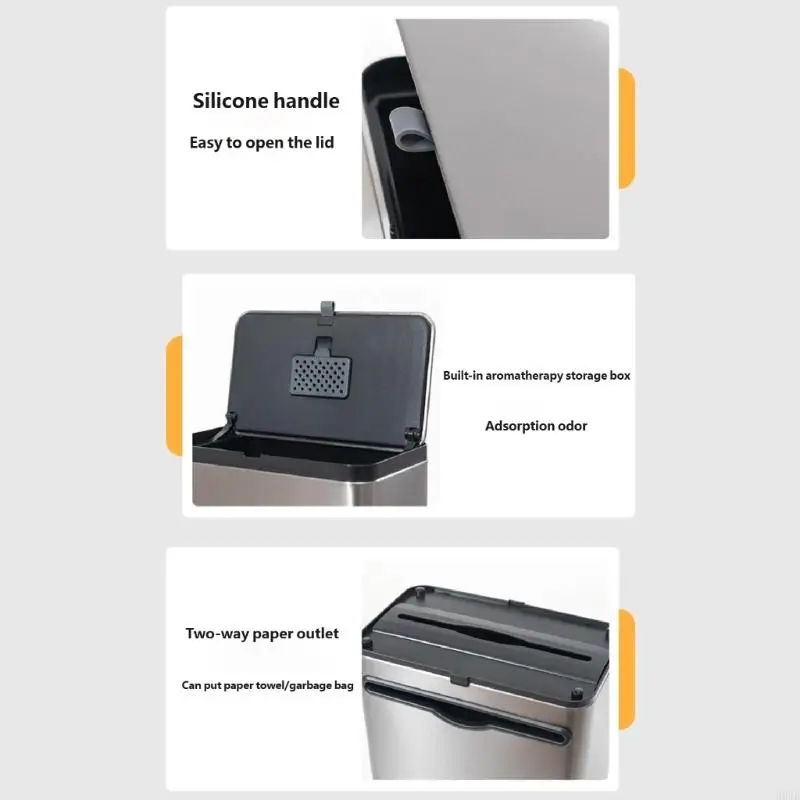 H8WB Hanging Kitchen Waste Basket Trash Can with Tissue Dispenser Wall Mounted for Home Use Space Saver