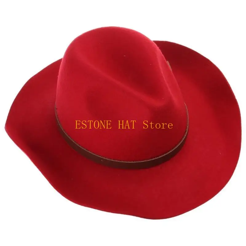 49MF Wool Homburg Exotic Top Hat Wool Panama Hat Porkpie Hat Surprise Gift for Boyfriend Father Uncle Casual