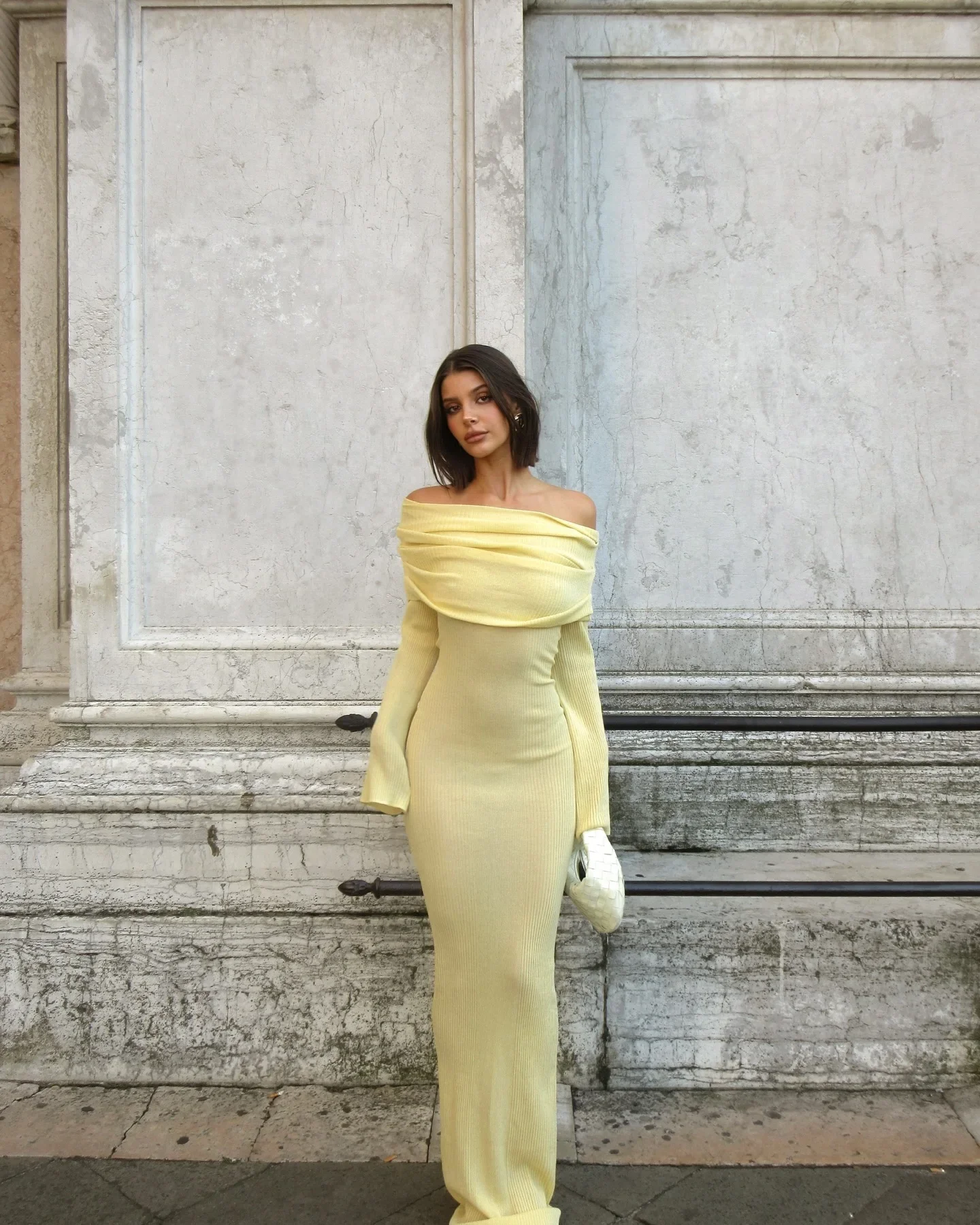

DSMTRC Womens Solid Candy Color Long Sleeve Knit Long Dresses Solid Sexy Off-shoulder Knit Dress Spring/Autumn New Long Vestidos