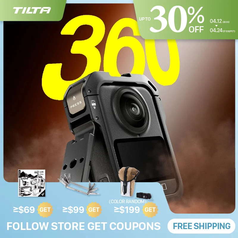 

TILTA для DJI Osmo 360, горизонтальный монтажный комплект для камеры, металлический каркас с силиконовой защитной пленкой для объектива, аксессуары TA-T89-A-B