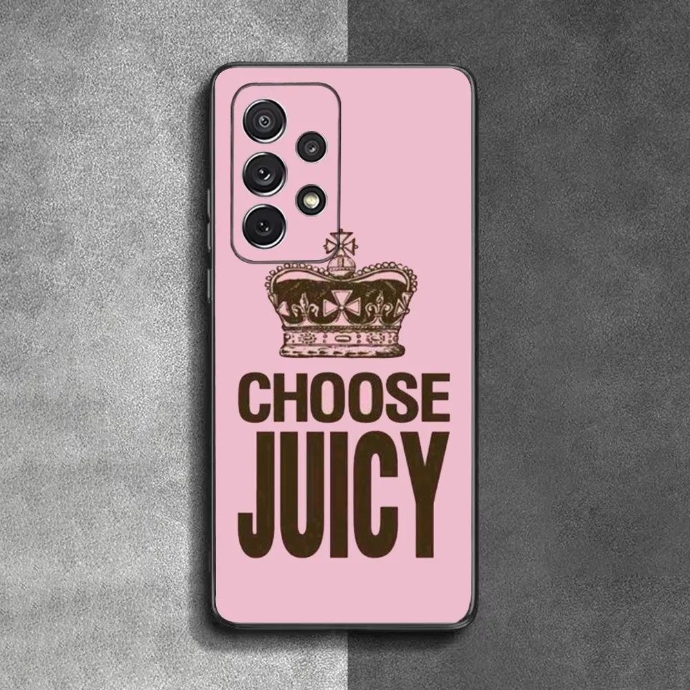 J-Juicy C-Coutures Phone Case For Samsung S24,23,22,30,21,10,9,Ultra,Plus,Lite,FE,Soft Silicone Black Cover