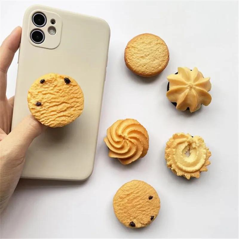 Simulate Cookies Expanding Stand Grip Mount Phone Socket Fold Mobile Smartphones Pocket Desktop Stand Bracket Phone Stand Holder