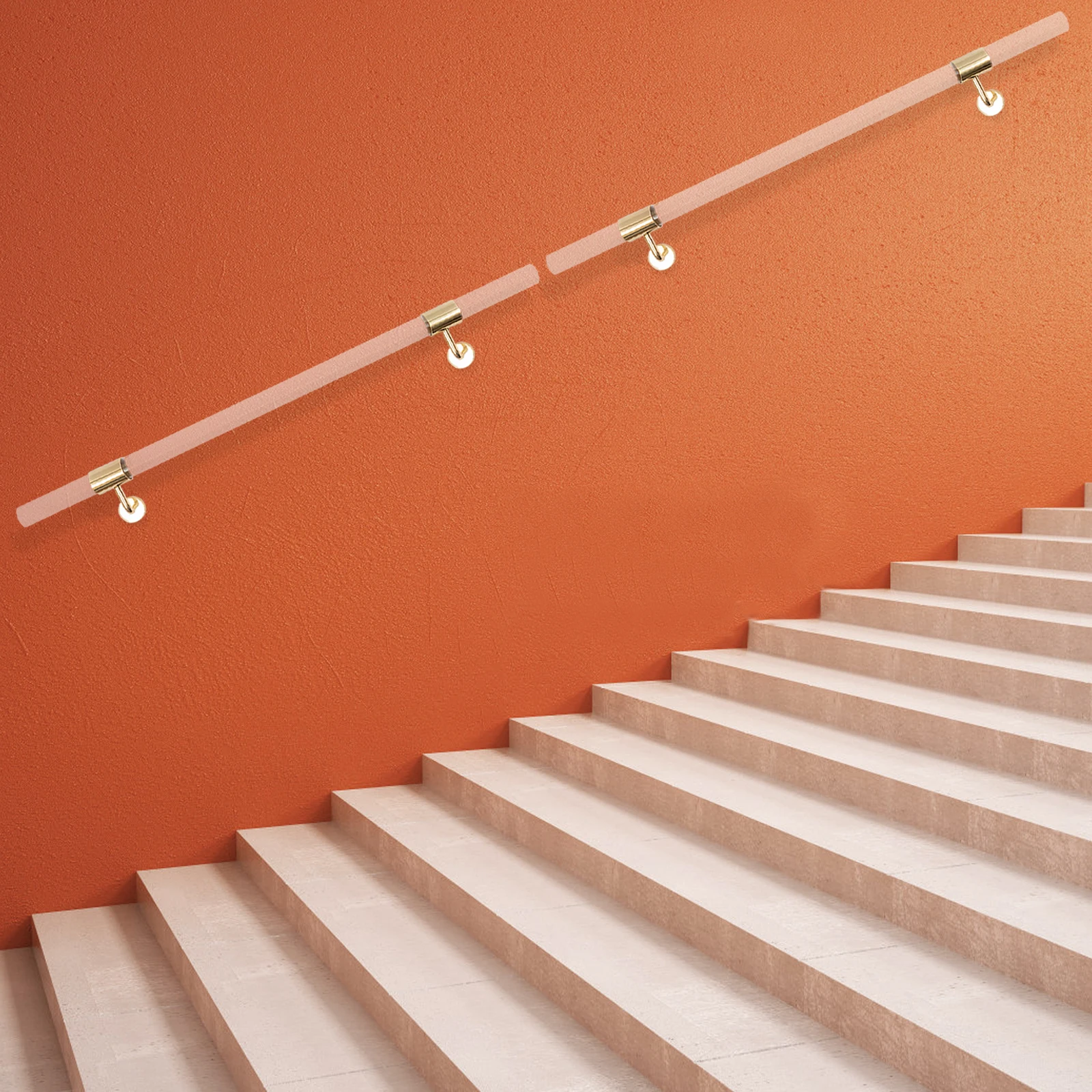 Durable Acrylic Handrail, Golden Stainless Steel Brackets, 176 lbs Capacity, Transparent Finish for Home Safety