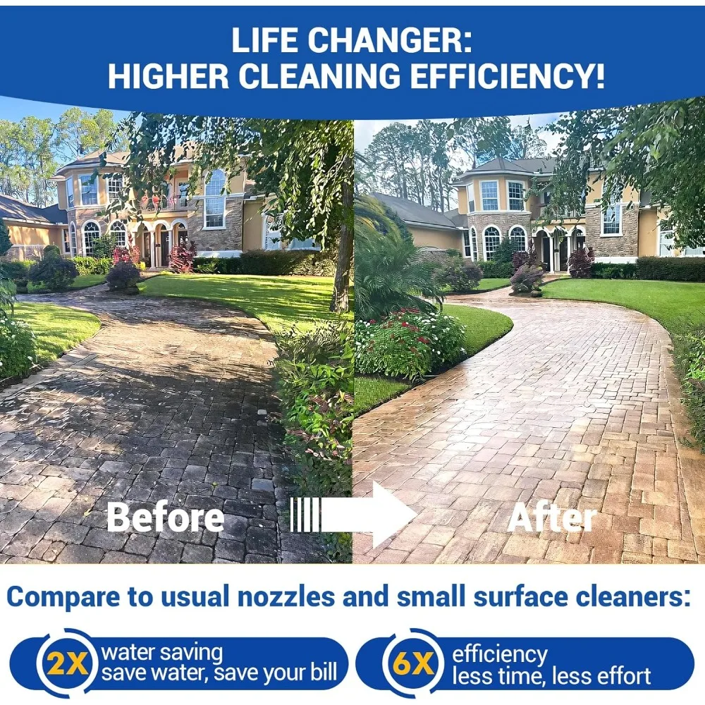 Stainless Steel 4500 PSI Pressure Washer Surface Cleaner with 4 Wheels for Driveway, Sidewalk, and Patio