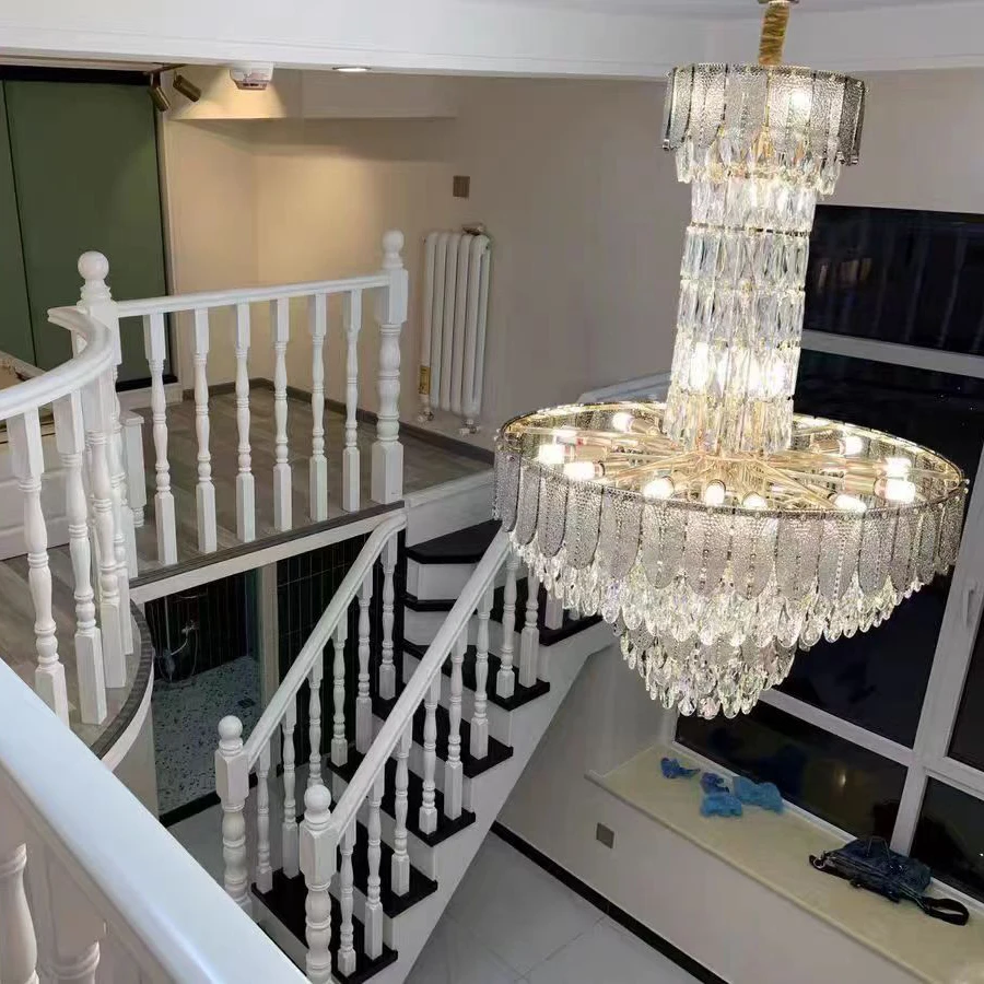 Postmodern Light Luxury Multi-layer Crystal Chandeliers Villa Main Living Room Lamp European Hotel Lobby Round Project Lights