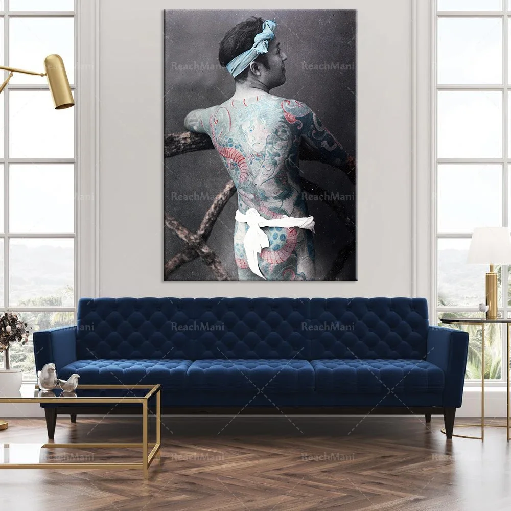 Vintage Japanese Tattoo Gangster Picture Wall Art Print Poster Painting Wall Home Decor